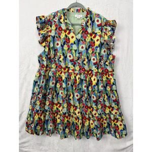 Chicsoul.com 100% Cotton Bold Floral Babydoll Dress For Women Size 3X